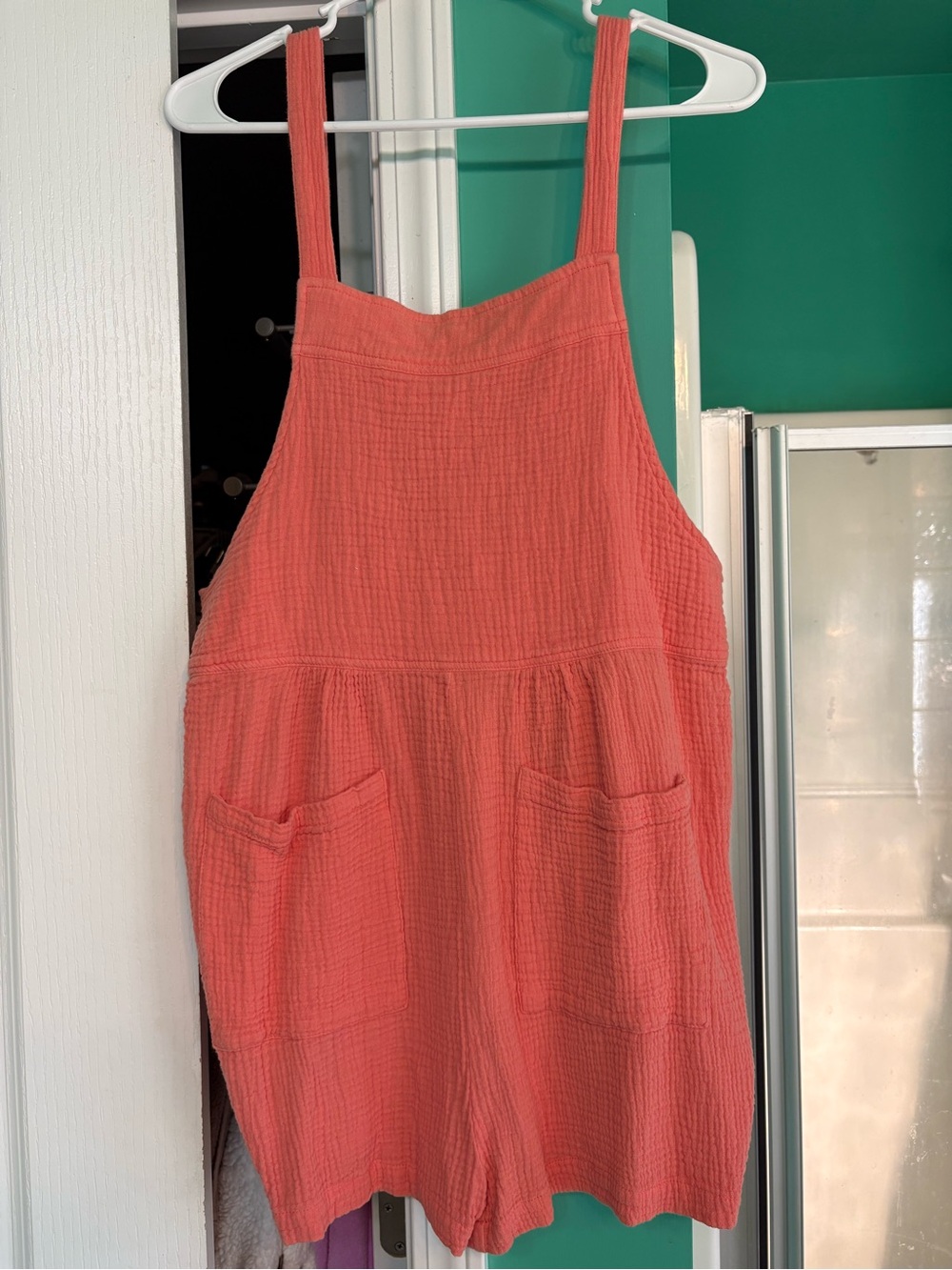 Women’s Coral Cotton Gauze Pinafore Dress